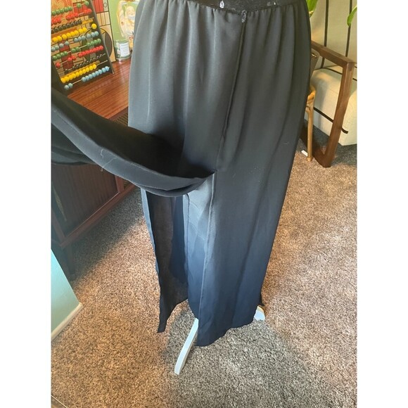 Vintage black Velvet sparkly Chiffon Jumpsuit - Picture 2 of 5